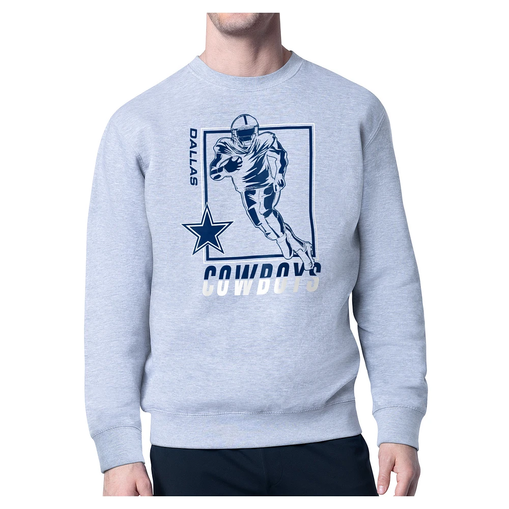 Men's Starter Heather Gray Dallas Cowboys Player Grid Pullover Sweatshirt