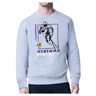 Men's Starter Heather Gray Minnesota Vikings Player Grid Pullover Sweatshirt