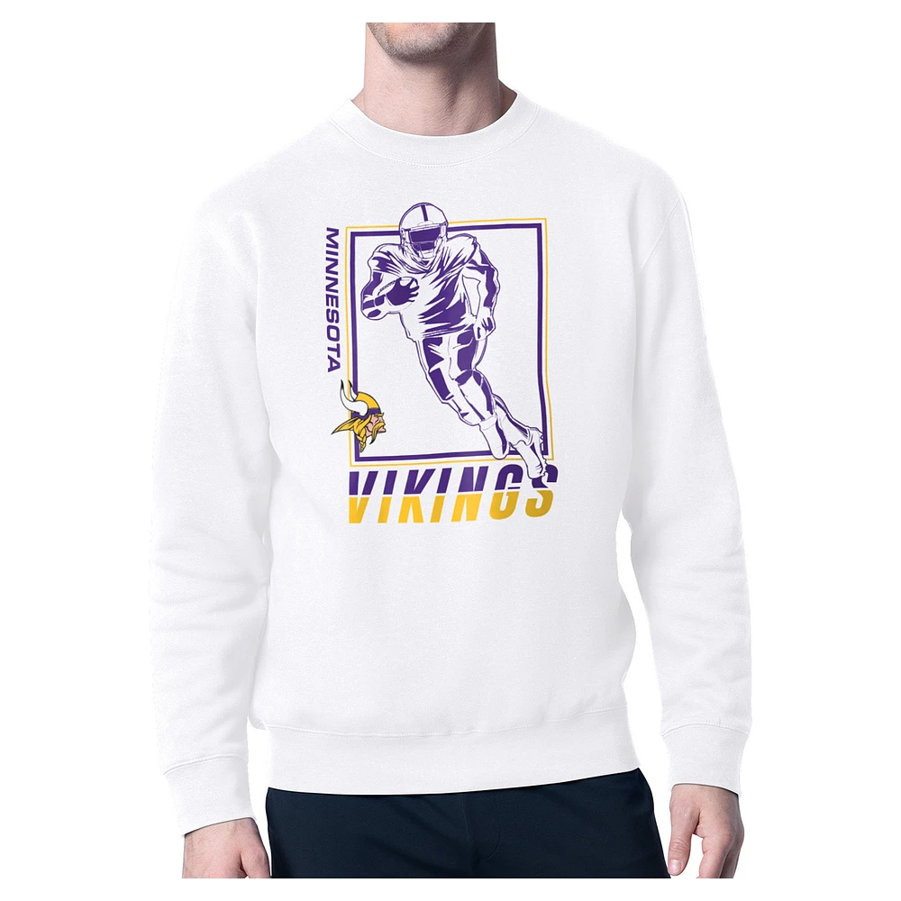 Men's Starter White Minnesota Vikings Player Grid Pullover Sweatshirt