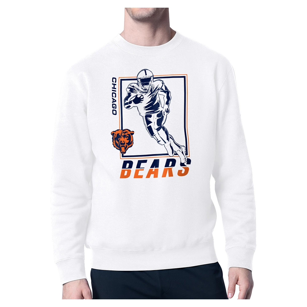Men's Starter White Chicago Bears Player Grid Pullover Sweatshirt