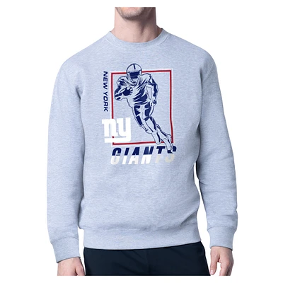 Men's Starter Heather Gray New York Giants Player Grid Pullover Sweatshirt