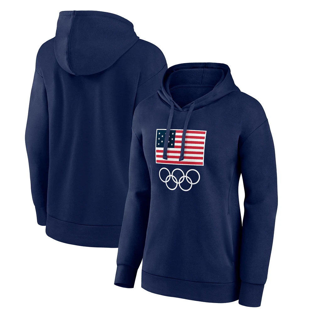 Women's Navy Team USA 2024 Olympics Primary Logo Pullover Hoodie