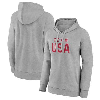 Women's Gray Team USA 2024 Olympics Wordmark Pullover Hoodie