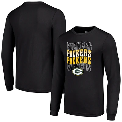 Men's Starter Green Bay Packers Team Name Graphic Long Sleeve T-Shirt