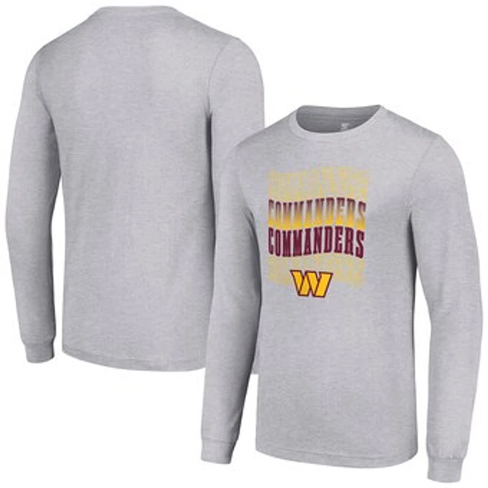 Men's Starter Heather Gray Washington Commanders Team Name Graphic Long Sleeve T-Shirt