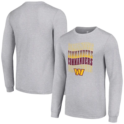 Men's Starter Heather Gray Washington Commanders Team Name Graphic Long Sleeve T-Shirt