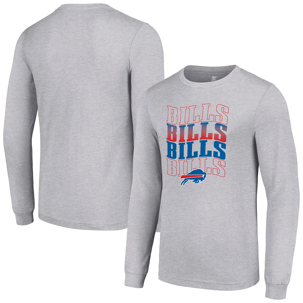 Men's Starter Heather Gray Buffalo Bills Team Name Graphic Long Sleeve T-Shirt