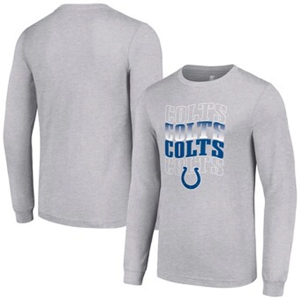 Men's Starter Heather Gray Indianapolis Colts Team Name Graphic Long Sleeve T-Shirt