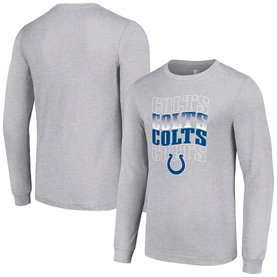 Men's Starter Heather Gray Indianapolis Colts Team Name Graphic Long Sleeve T-Shirt