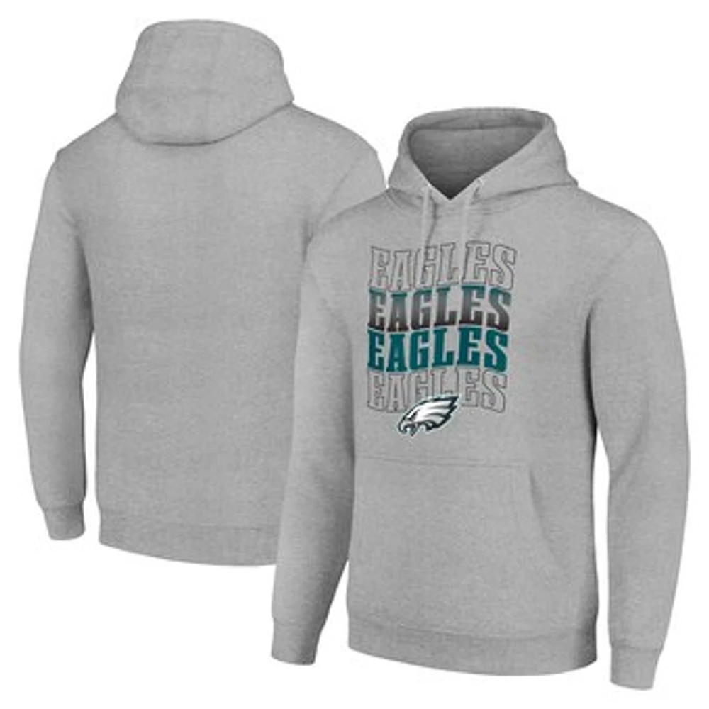 Men's Starter Heather Gray Philadelphia Eagles Four Team Name Logo Fleece Pullover Hoodie