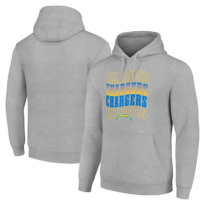 Men's Starter Heather Gray Los Angeles Chargers Four Team Name Logo Fleece Pullover Hoodie