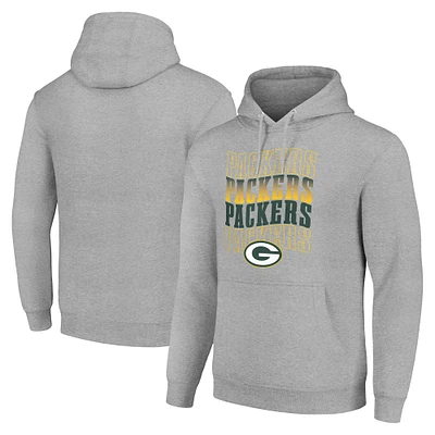 Men's Starter Heather Gray Green Bay Packers Four Team Name Logo Fleece Pullover Hoodie