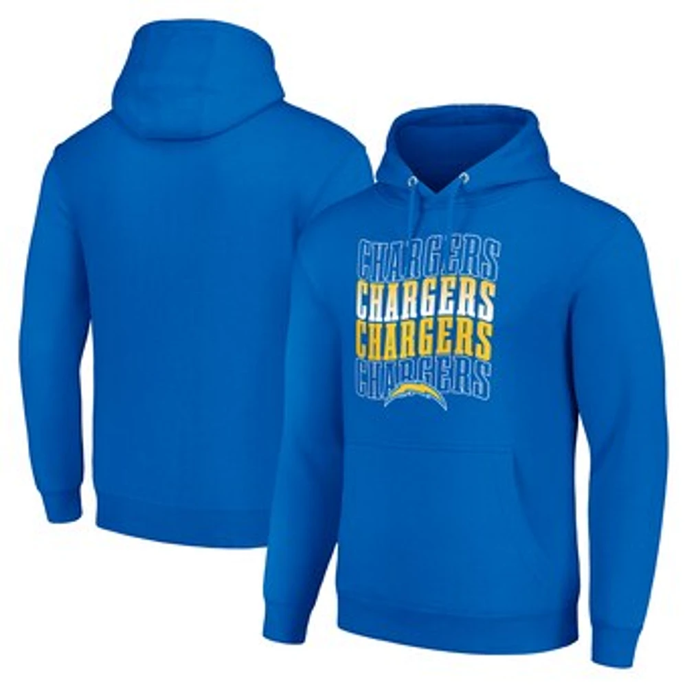 Men's Starter Royal Los Angeles Chargers Four Team Name Logo Fleece Pullover Hoodie