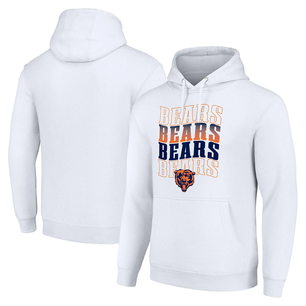 Men's Starter White Chicago Bears Four Team Name Logo Fleece Pullover Hoodie