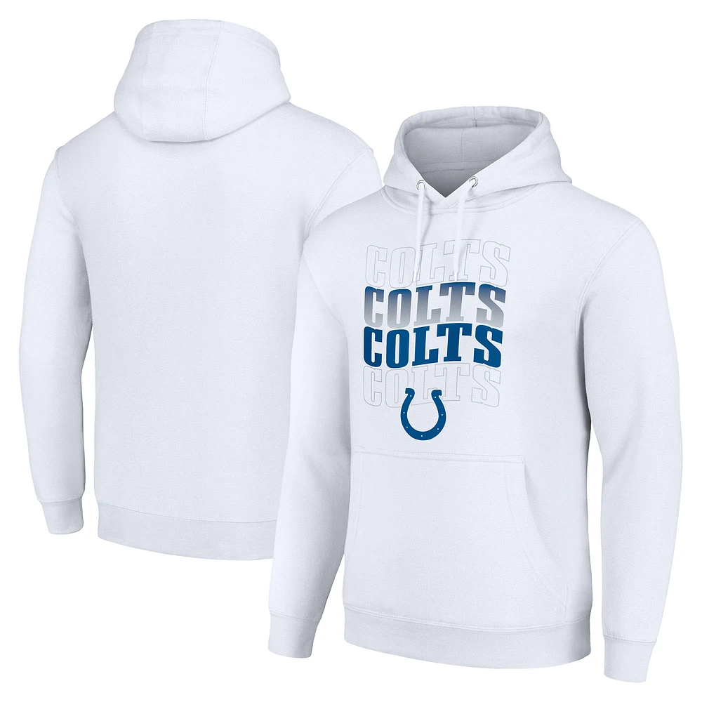 Men's Starter White Indianapolis Colts Four Team Name Logo Fleece Pullover Hoodie