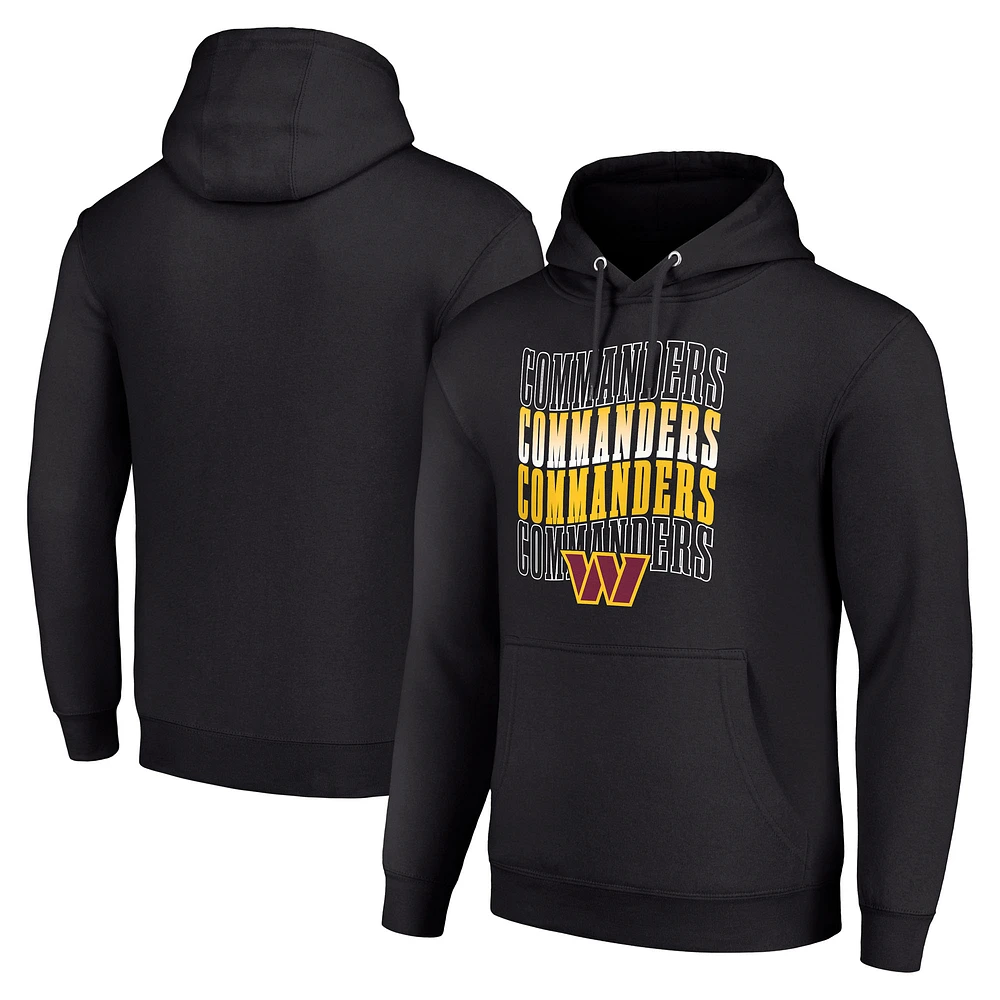 Men's Starter Black Washington Commanders Four Team Name Logo Fleece Pullover Hoodie