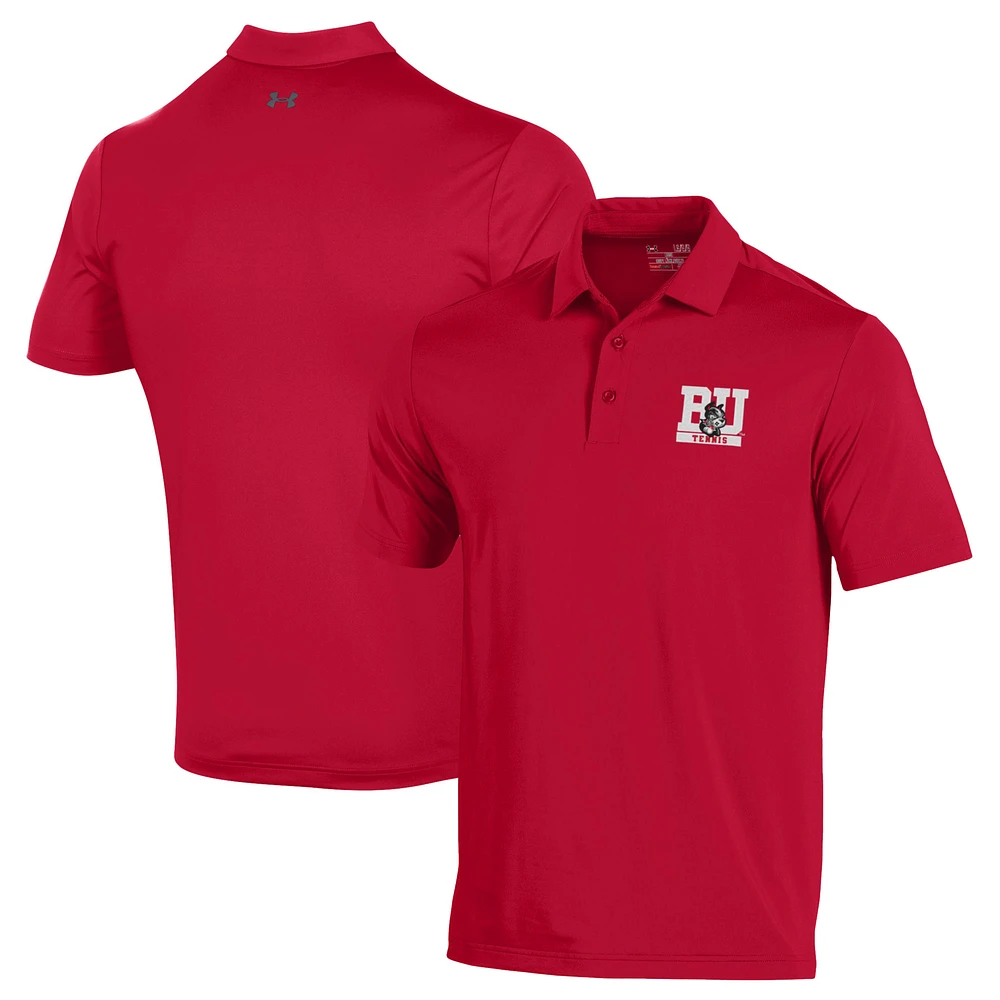 Men's Under Armour Red Boston University Tennis T2 Embroidered Polo