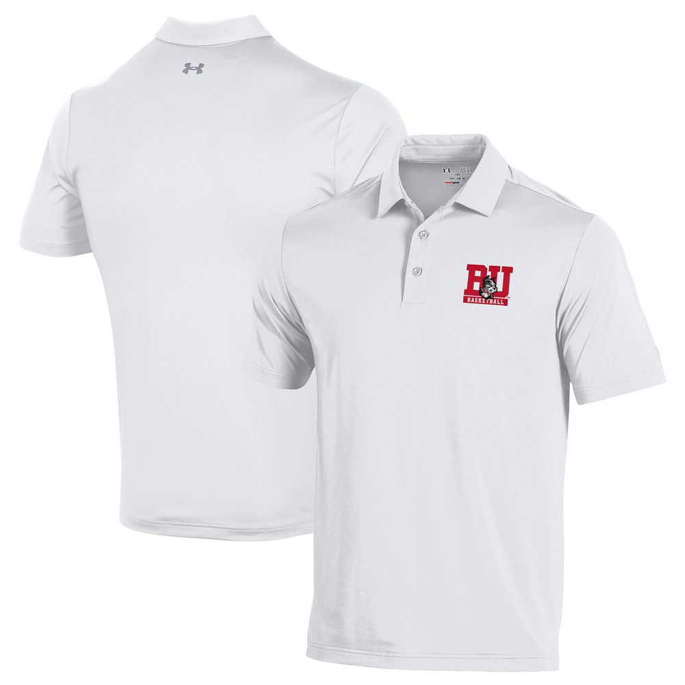 Men's Under Armour White Boston University Basketball T2 Embroidered Polo