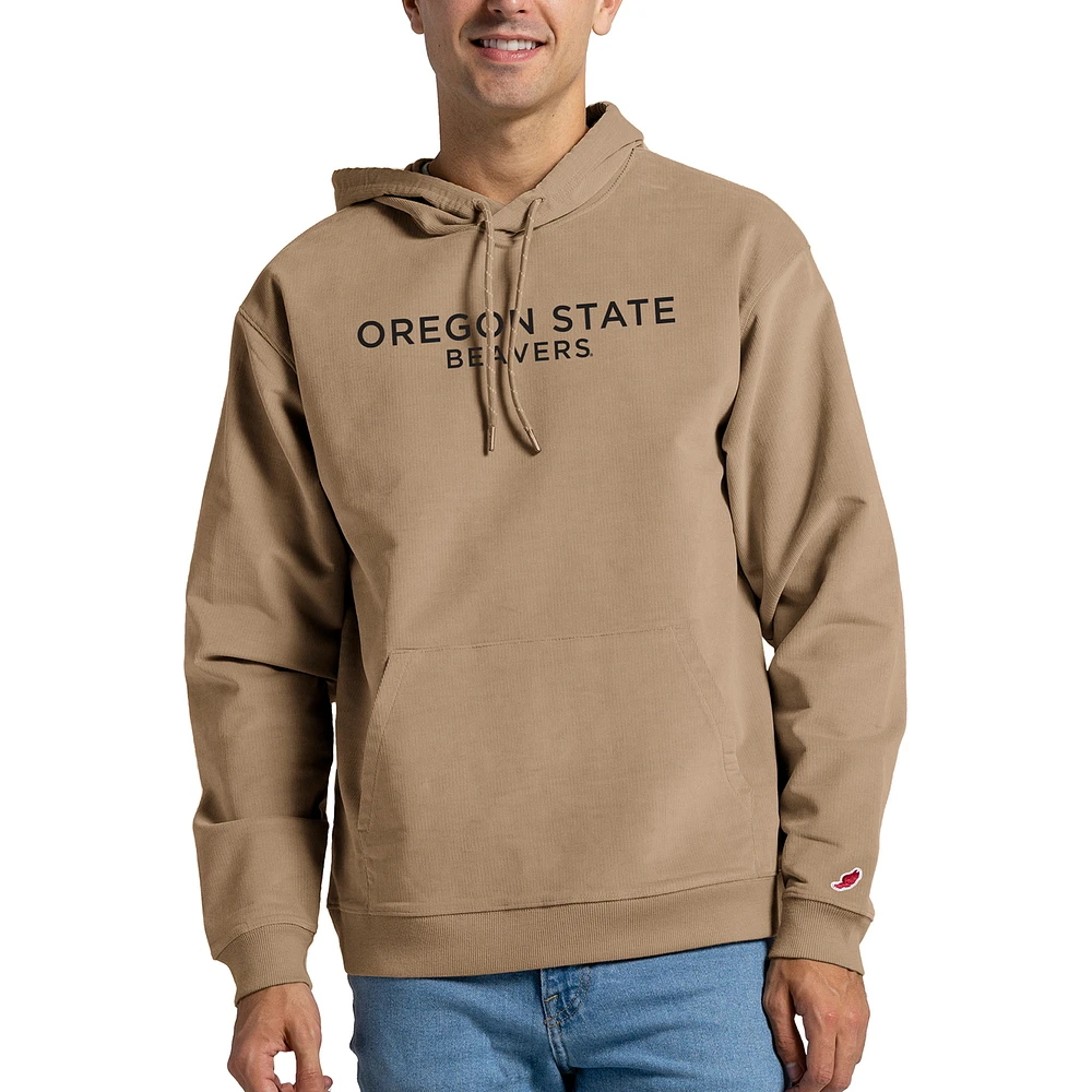 Men's League Collegiate Wear Tan Oregon State Beavers Stretch Corduroy Pullover Hoodie