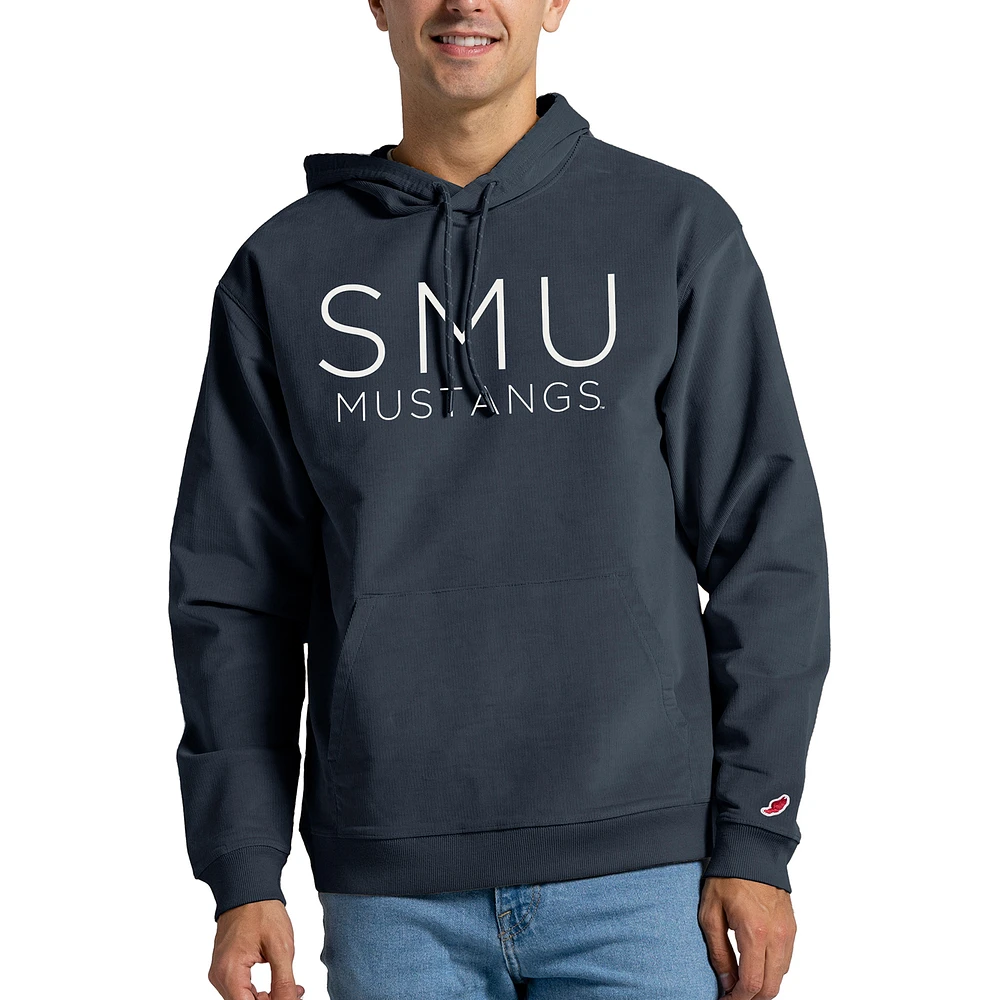 Men's League Collegiate Wear Navy SMU Mustangs Stretch Corduroy Pullover Hoodie