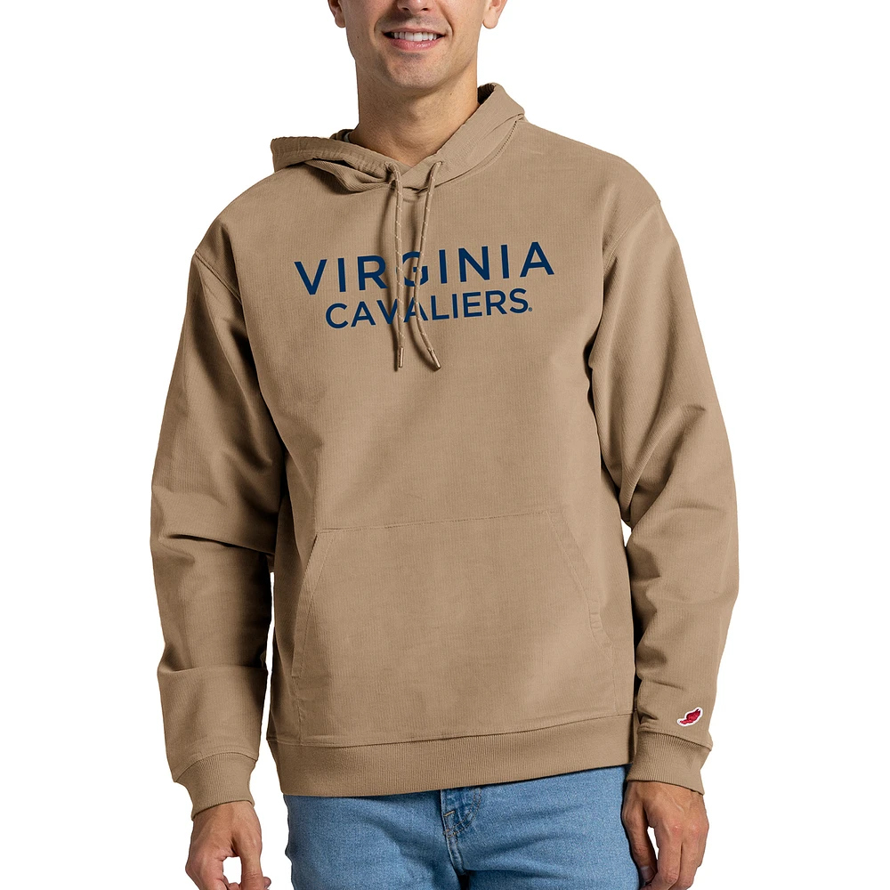 Men's League Collegiate Wear Tan Virginia Cavaliers Stretch Corduroy Pullover Hoodie