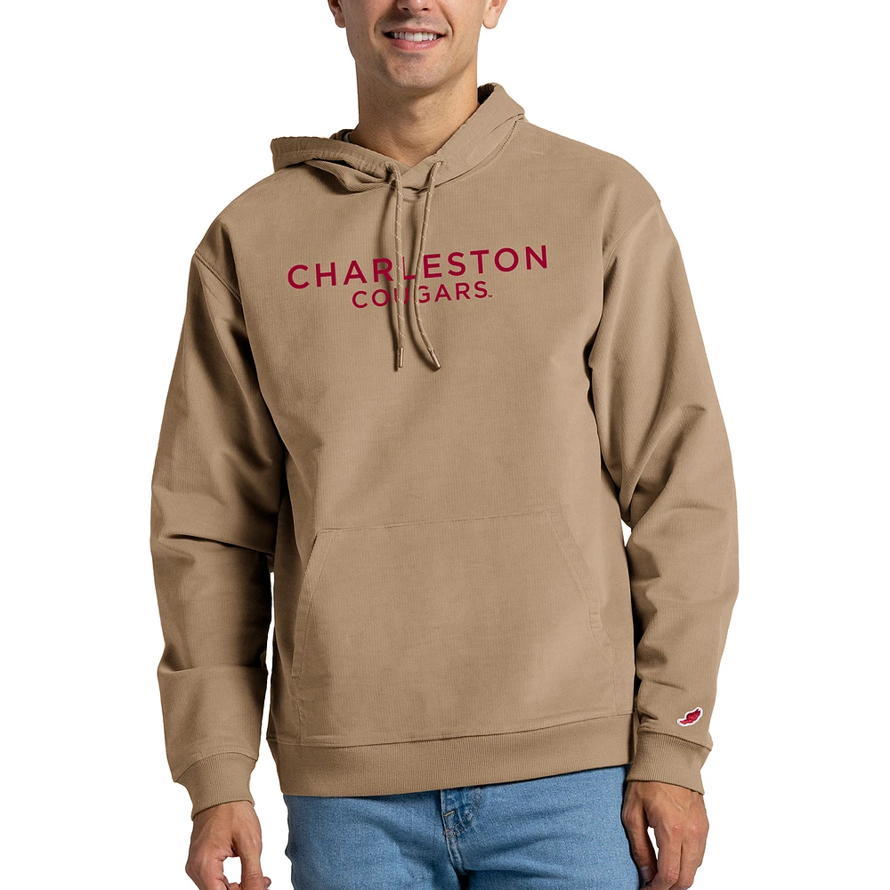 Men's League Collegiate Wear Tan Charleston Cougars Stretch Corduroy Pullover Hoodie