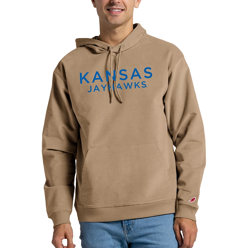 Men's League Collegiate Wear Tan Kansas Jayhawks Stretch Corduroy Pullover Hoodie