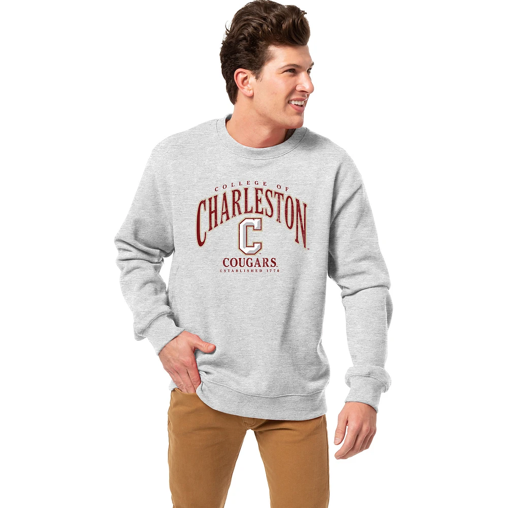 Men's League Collegiate Wear Heather Gray Charleston Cougars Essentials 2.0 Fleece Pullover Sweatshirt