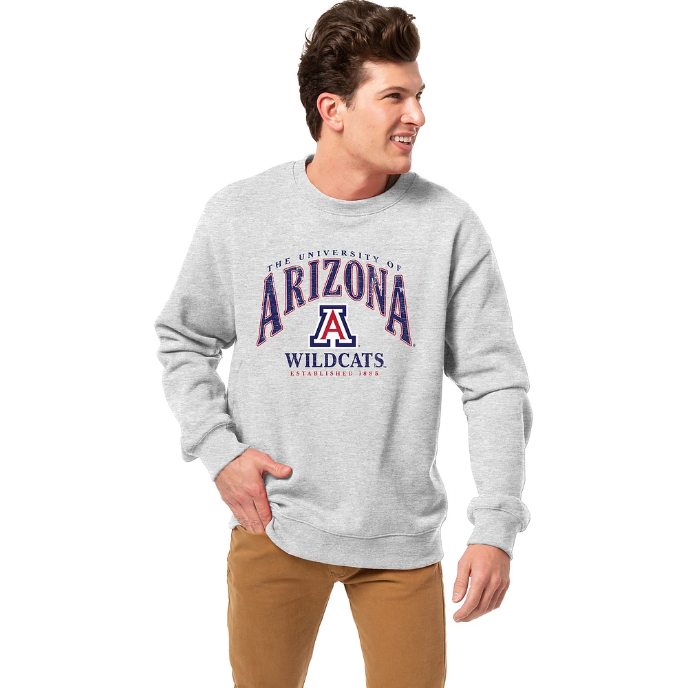 Men's League Collegiate Wear Heather Gray Arizona Wildcats Essentials 2.0 Fleece Pullover Sweatshirt