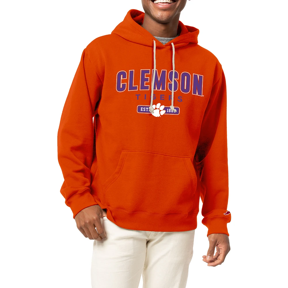 Men's League Collegiate Wear Orange Clemson Tigers Essentials 2.0 Fleece Pullover Sweatshirt