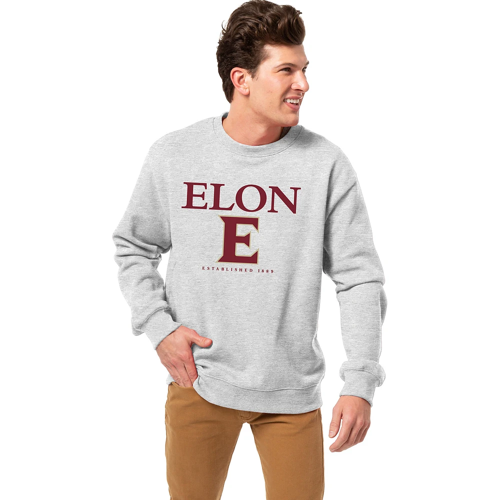 Men's League Collegiate Wear Heather Gray Elon Phoenix Essentials 2.0 Fleece Pullover Sweatshirt