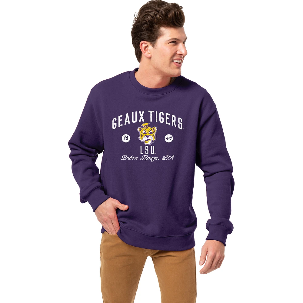 Men's League Collegiate Wear Purple LSU Tigers Essentials 2.0 Fleece Pullover Sweatshirt