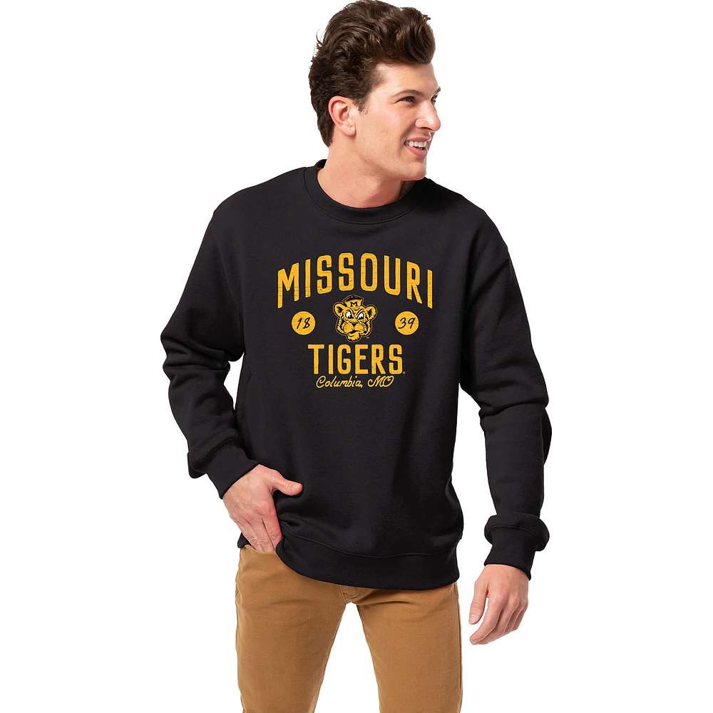 Men's League Collegiate Wear Black Missouri Tigers Essentials 2.0 Fleece Pullover Sweatshirt