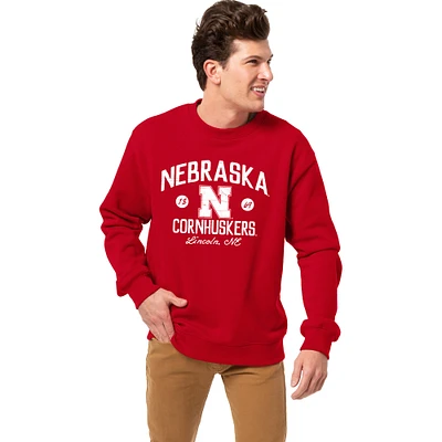 Men's League Collegiate Wear Scarlet Nebraska Huskers Essentials 2.0 Fleece Pullover Sweatshirt