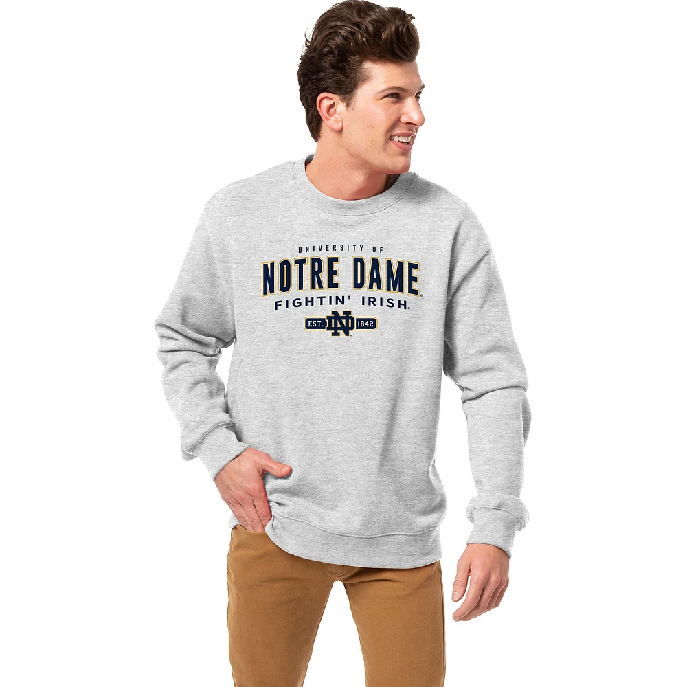 Men's League Collegiate Wear Heather Gray Notre Dame Fighting Irish Essentials 2.0 Fleece Pullover Sweatshirt