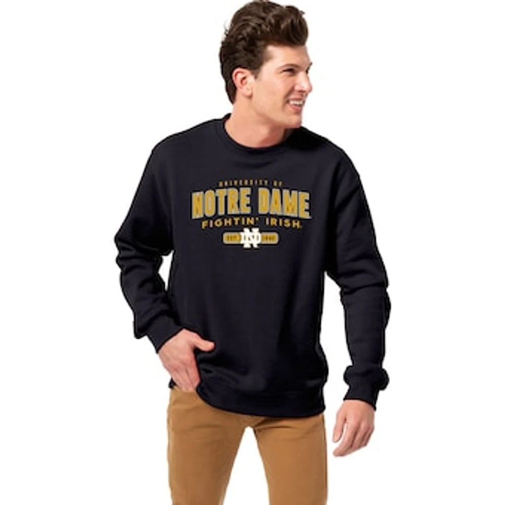 Men's League Collegiate Wear Navy Notre Dame Fighting Irish Essentials 2.0 Fleece Pullover Sweatshirt