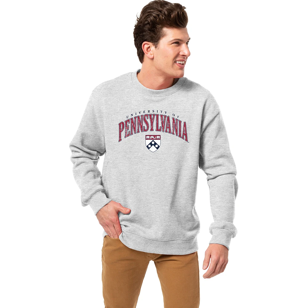 Men's League Collegiate Wear Heather Gray Pennsylvania Quakers Essentials 2.0 Fleece Pullover Sweatshirt