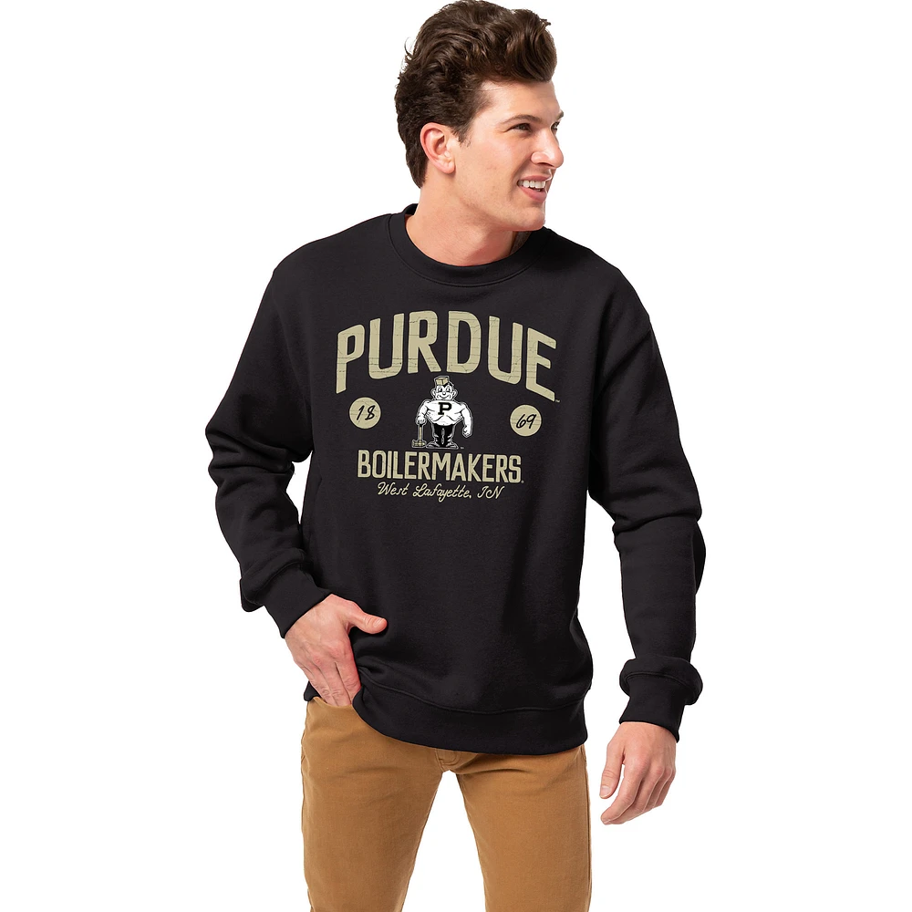 Men's League Collegiate Wear Black Purdue Boilermakers Essentials 2.0 Fleece Pullover Sweatshirt
