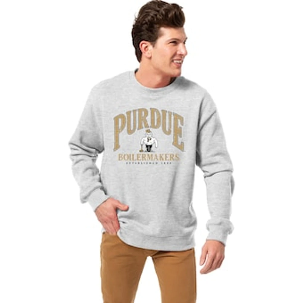 Men's League Collegiate Wear Heather Gray Purdue Boilermakers Essentials 2.0 Fleece Pullover Sweatshirt
