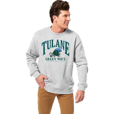 Men's League Collegiate Wear Heather Gray Tulane Green Wave Essentials 2.0 Fleece Pullover Sweatshirt