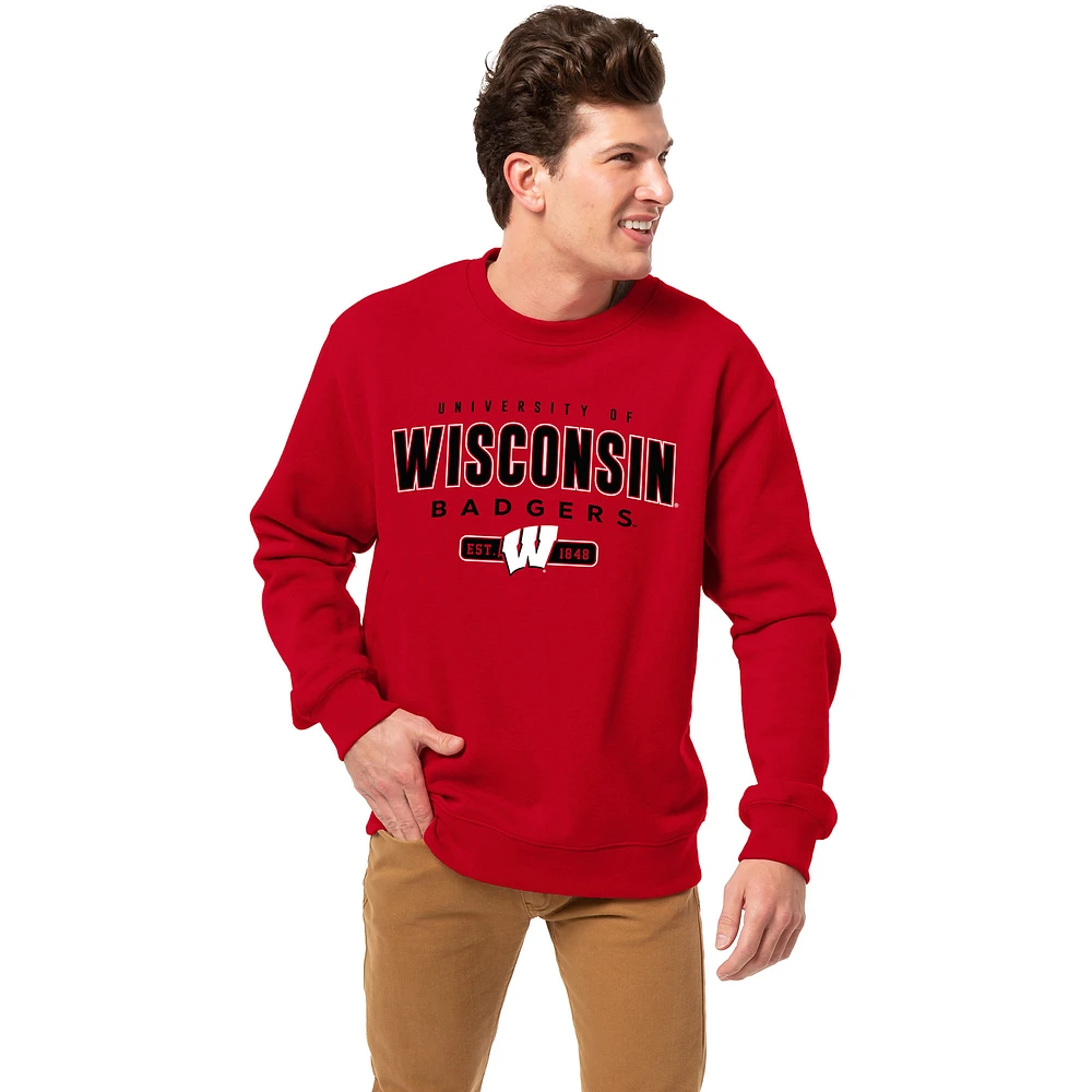 Men's League Collegiate Wear Red Wisconsin Badgers Essentials 2.0 Fleece Pullover Sweatshirt