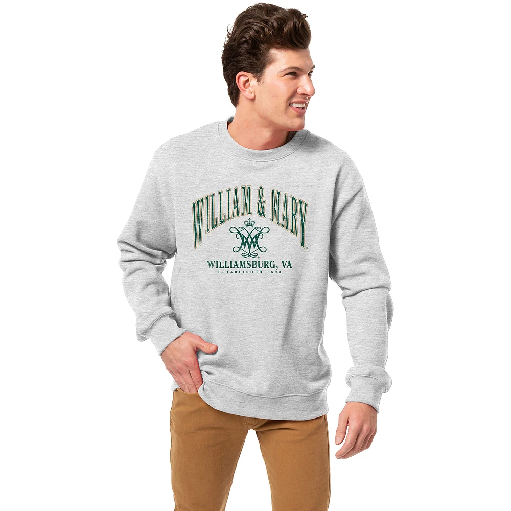Men's League Collegiate Wear Heather Gray William & Mary Tribe Essentials 2.0 Fleece Pullover Sweatshirt