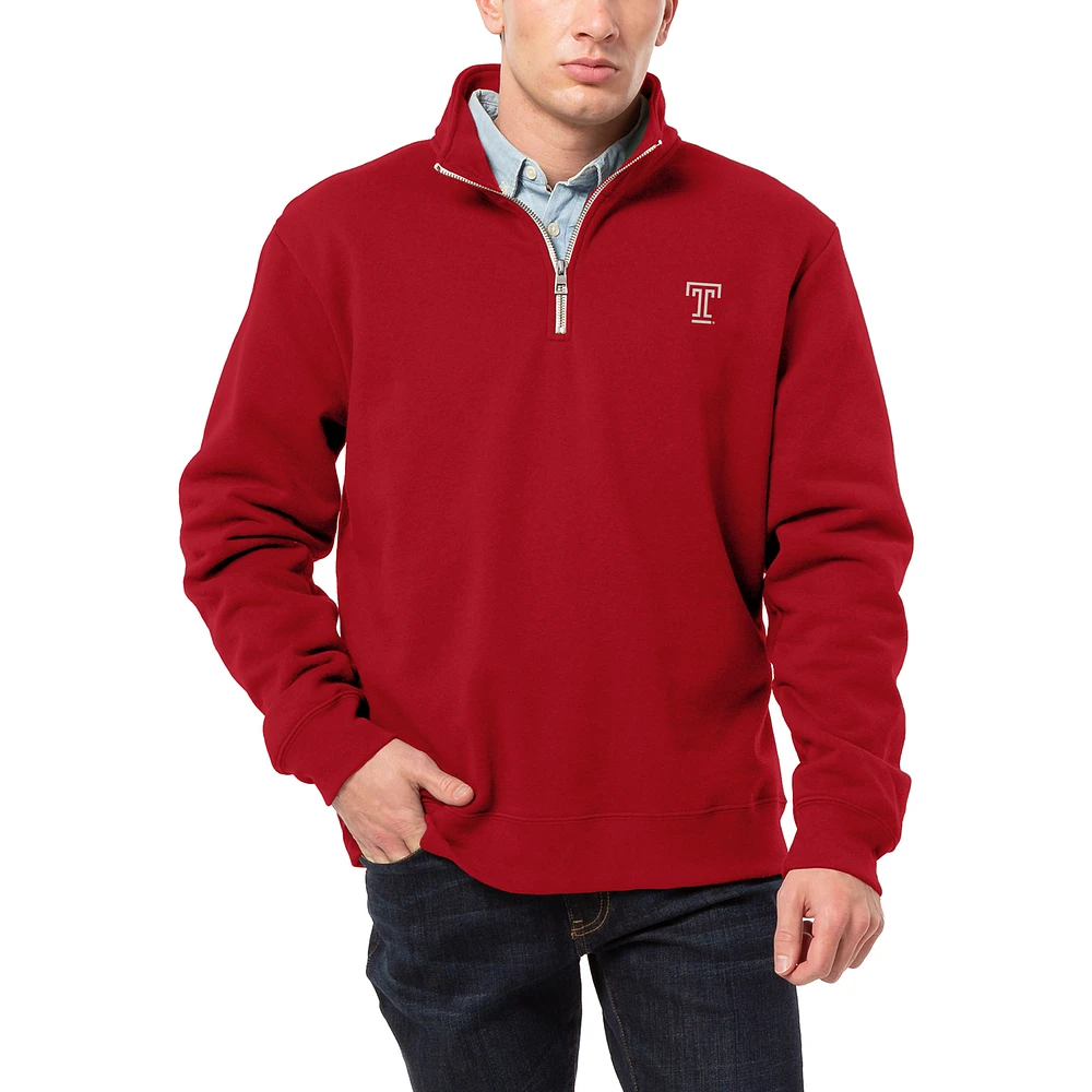Men's League Collegiate Wear Cherry Temple Owls Essentials 2.0 Fleece Quarter-Zip Jacket