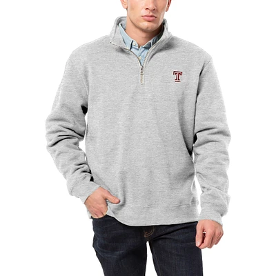 Men's League Collegiate Wear Heather Gray Temple Owls Essentials 2.0 Fleece Quarter-Zip Jacket