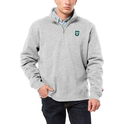 Men's League Collegiate Wear Heather Gray Tulane Green Wave Essentials 2.0 Fleece Quarter-Zip Jacket