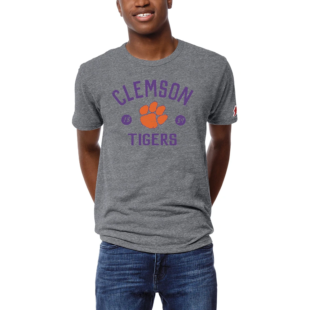 Men's League Collegiate Wear Heather Clemson Tigers Victory Falls Tri-Blend T-Shirt