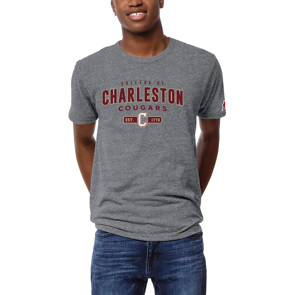 Men's League Collegiate Wear Heather Gray Charleston Cougars Victory Falls Tri-Blend T-Shirt