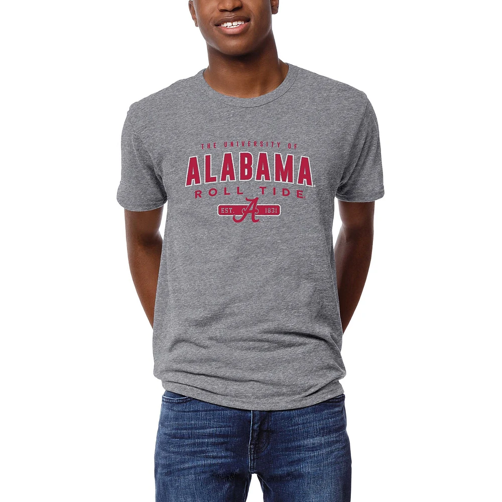 Men's League Collegiate Wear Heather Gray Alabama Crimson Tide Victory Falls Tri-Blend T-Shirt