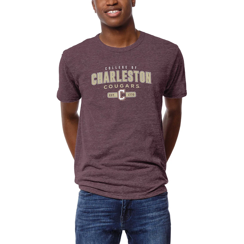 Men's League Collegiate Wear Heather Maroon Charleston Cougars Victory Falls Tri-Blend T-Shirt