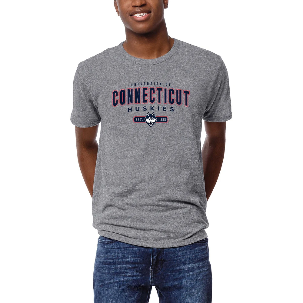 Men's League Collegiate Wear Heather Gray UConn Huskies Victory Falls Tri-Blend T-Shirt